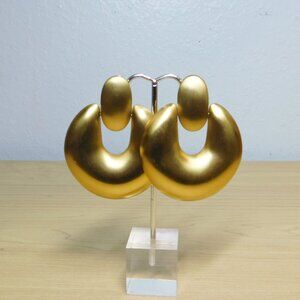 Monet - Large Vintage Gold Tone Door Knocker Earrings